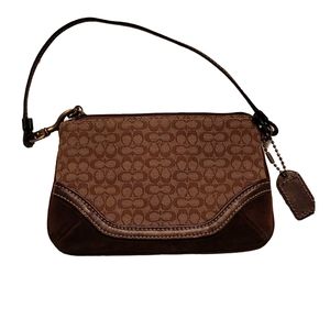 Vintage Coach fabric & suede wristlet